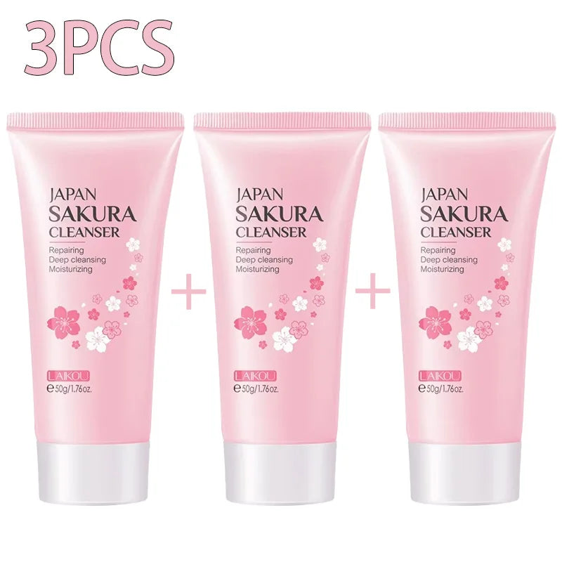 Sakura Cleanser Rich Foam Deep Clean Remove Grease Improve Oily Face Wash Cream Gentle Moisturizing Remove Blackhead Cleanser