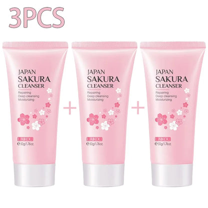 Sakura Cleanser Rich Foam Deep Clean Remove Grease Improve Oily Face Wash Cream Gentle Moisturizing Remove Blackhead Cleanser